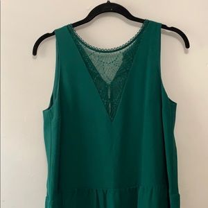 Green dress with back lace detail from Sezane